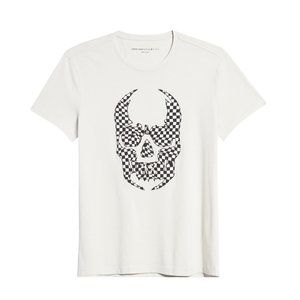 John Varvatos Star USA Men's Skull Checkered Applique Graphic T-Shirt Zinc